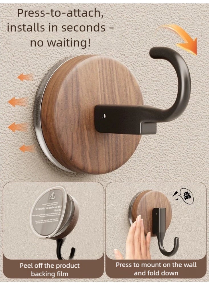 nehem 7-Piece Wood grain Wall Hooks - Self Adhesive Hook - Without Nails Drill Free Strong Sticky Hook - Hanging Heavy Duty - for Home, Bathroom, Kitchen, Office - Image 3